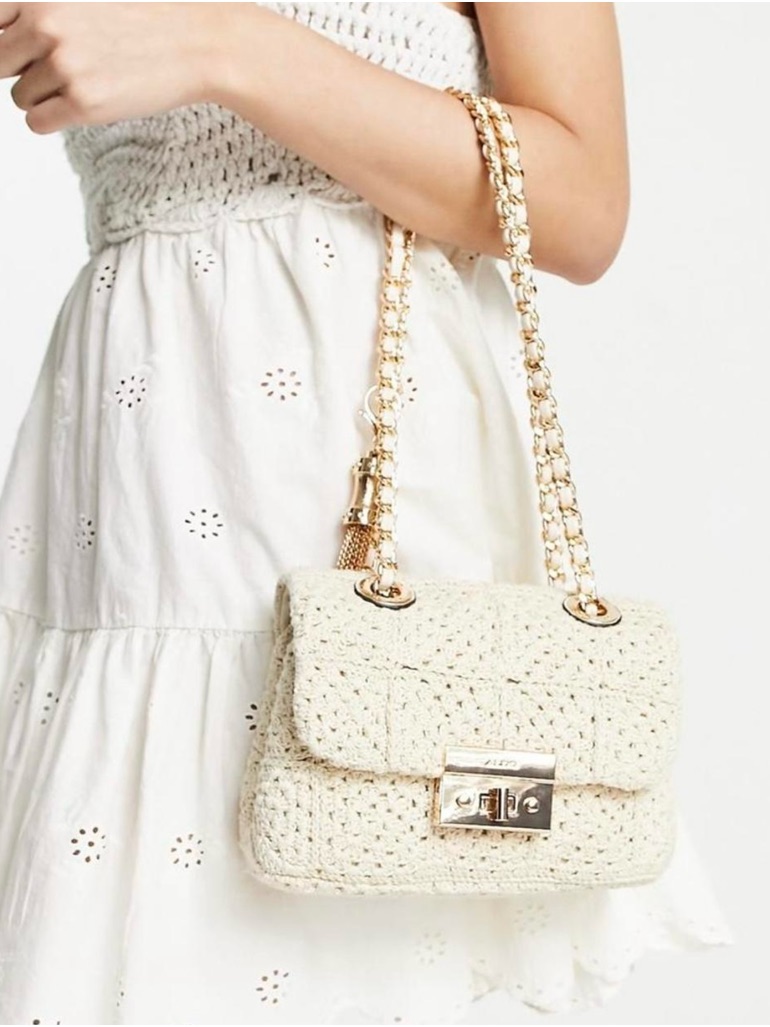 Aldo Bearbury Crochet Bag In Beige